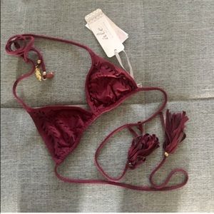 Ale By Alessandra Cut Out Suede Bikini Top NWT